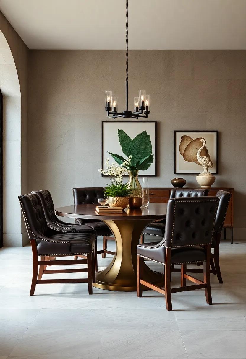 Tufted Leather Dining Chairs With Nailhead Trim and Sturdy Wooden Frames for a Refined Masculine Touch