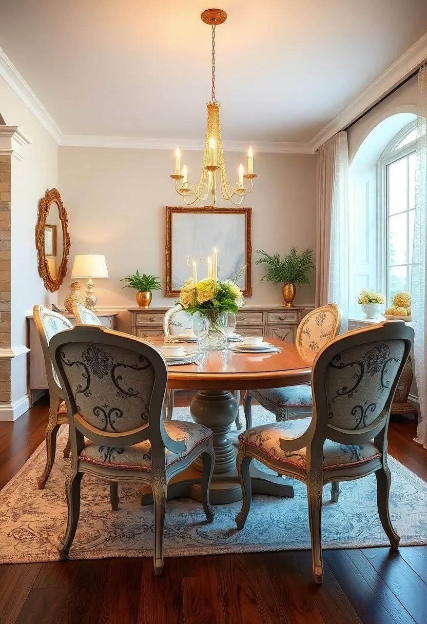 Vintage French Provincial Chairs Displaying Elegant Scroll Detailing, Painted Wood Frames, and Toile Fabrics