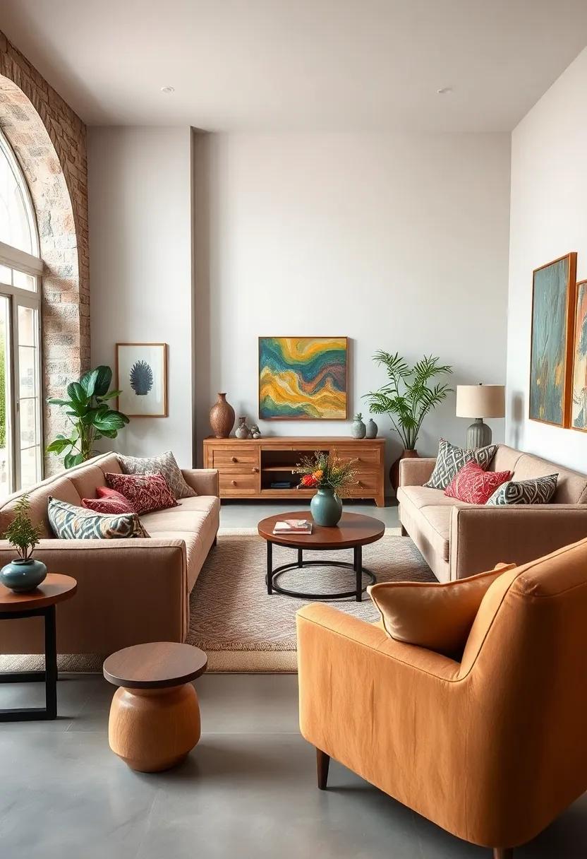 Combining Mid-Century Modern and Bohemian Influences for an Inviting Living Room