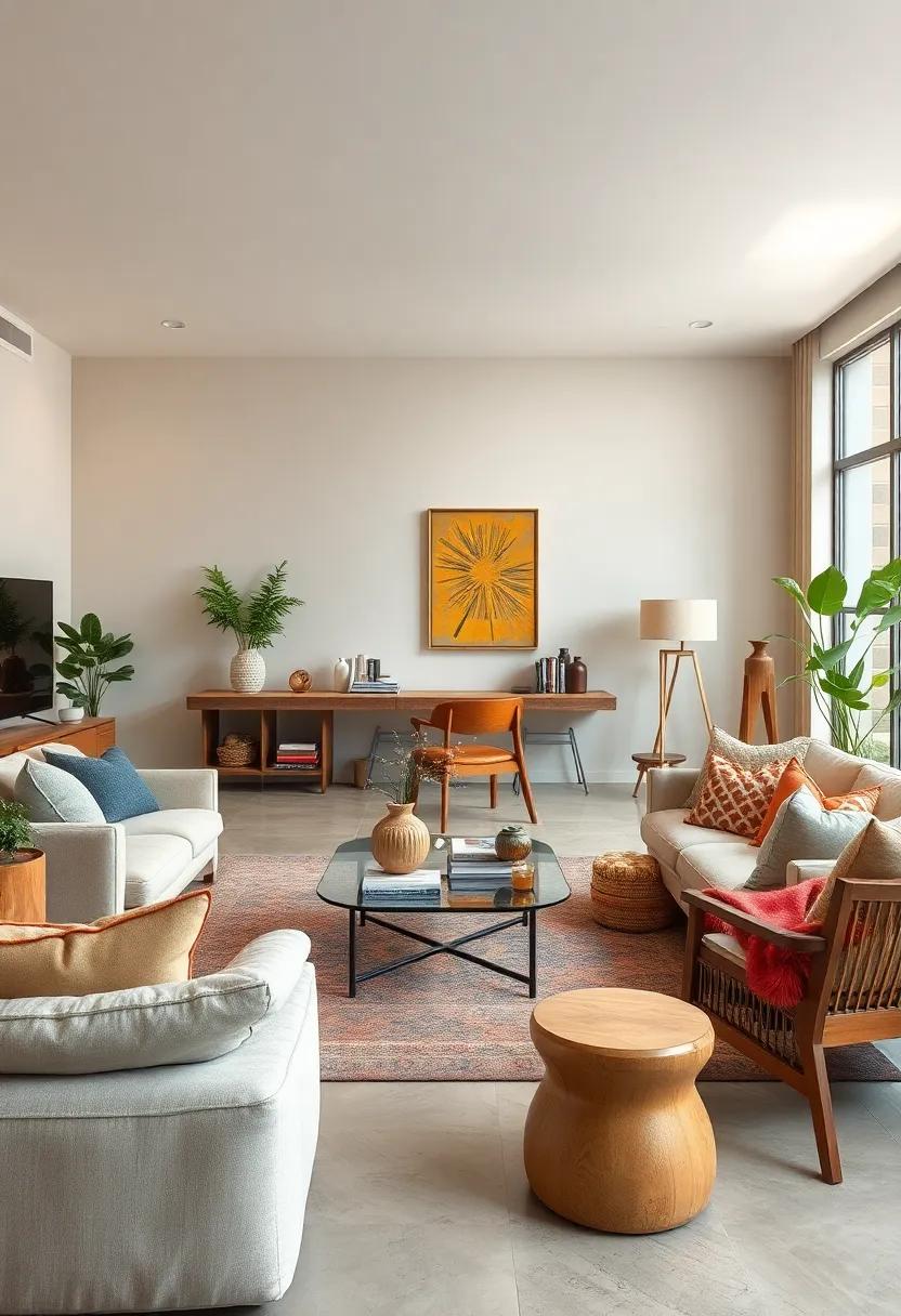 Glass and Wood Furniture Blended to Create Lightness and Warmth in Eclectic Interiors