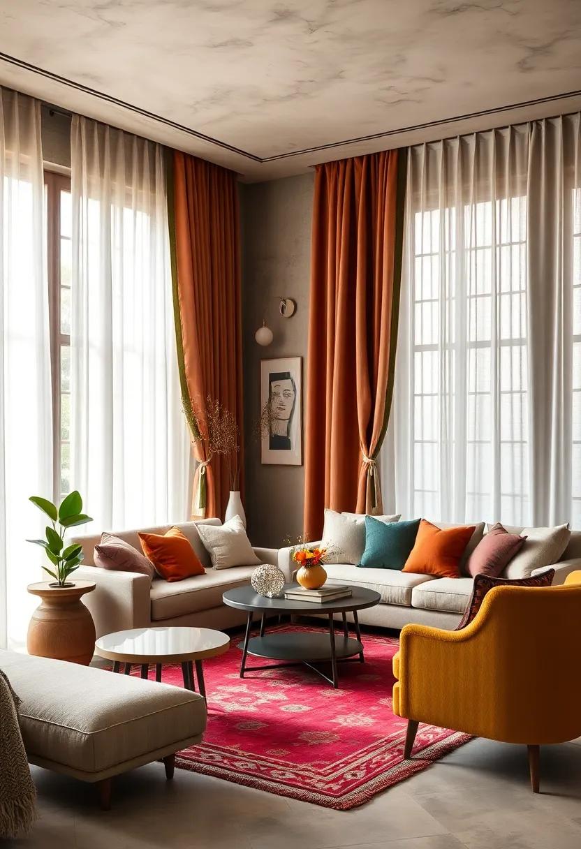 Combining Patterned Cushions with Solid Colored Furniture to Generate Visual Interest and Depth