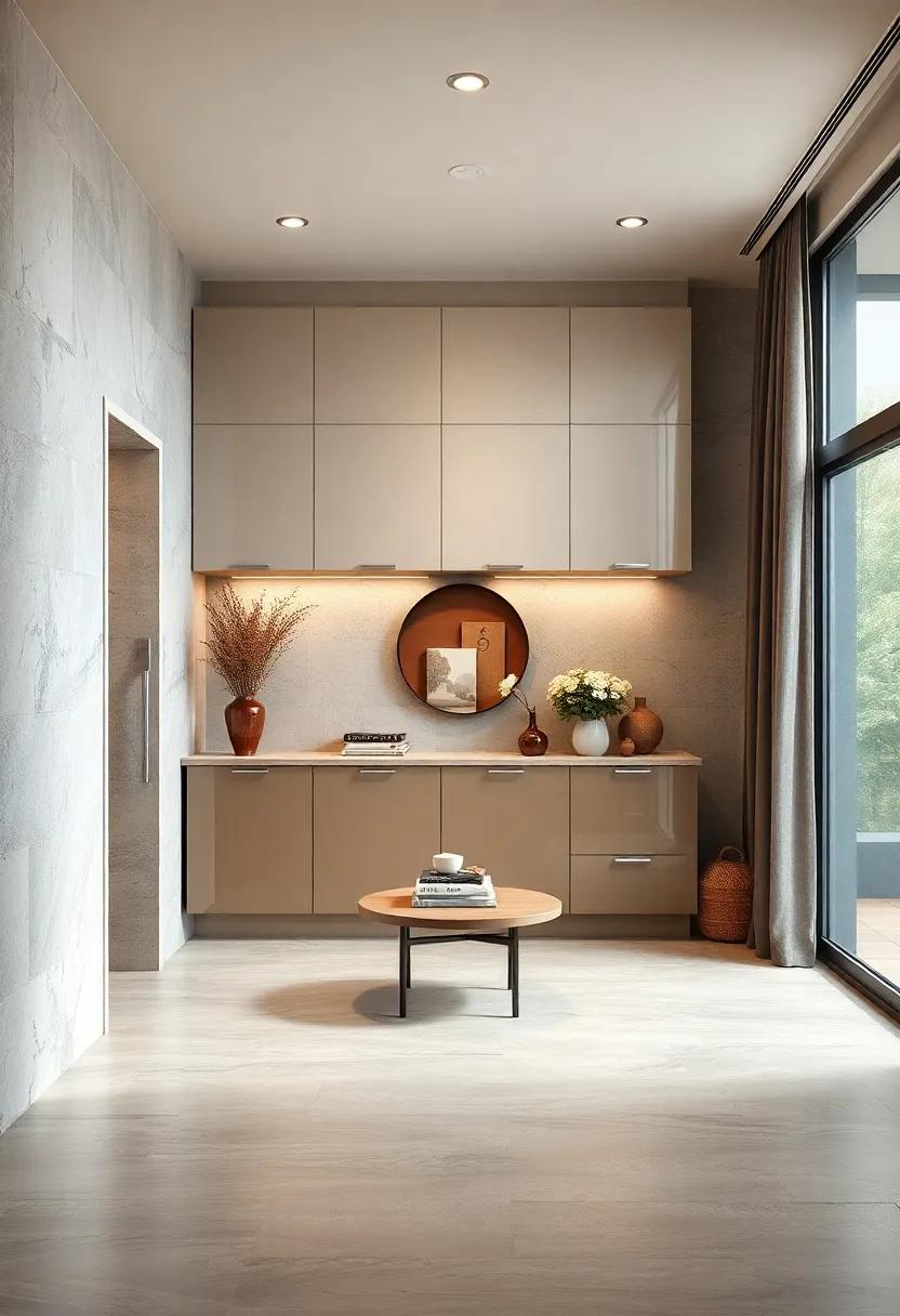 Contemporary Glossy Surface Cabinets Featuring Hidden Compartments and Soft-Close Doors