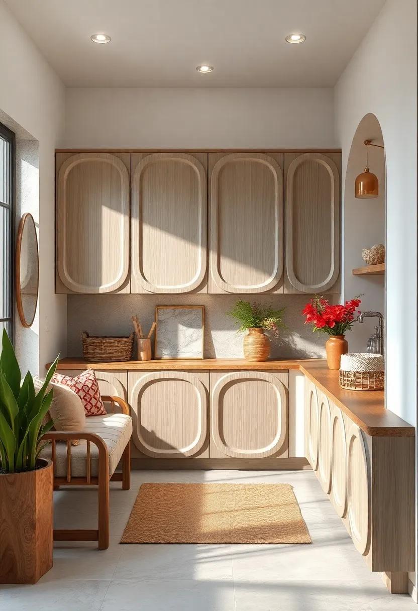 Curved Edge Cabinets Bringing Organic, Smooth Shapes for a Soothing Entryway Vibe