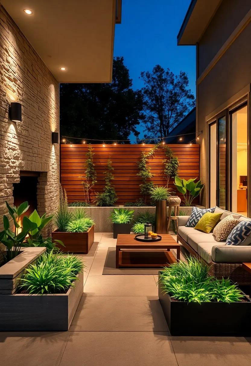 Integrated Planter Boxes With Built-In LEDs Glowing From Within To Showcase Greenery At Night