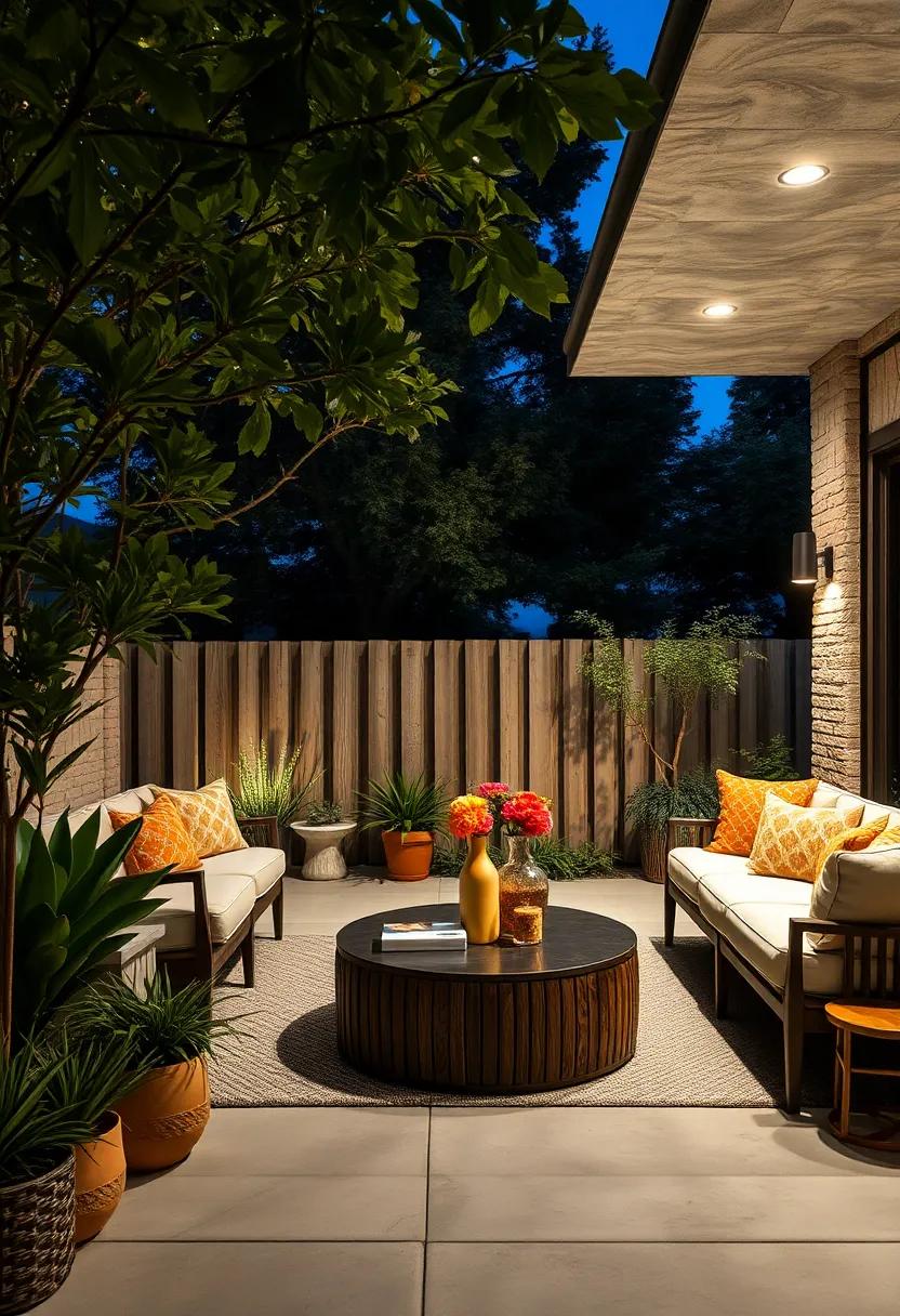 Up-Lighting Effects That Cast Dramatic Shadows Of Trees And Fence Texture For Stunning Visuals