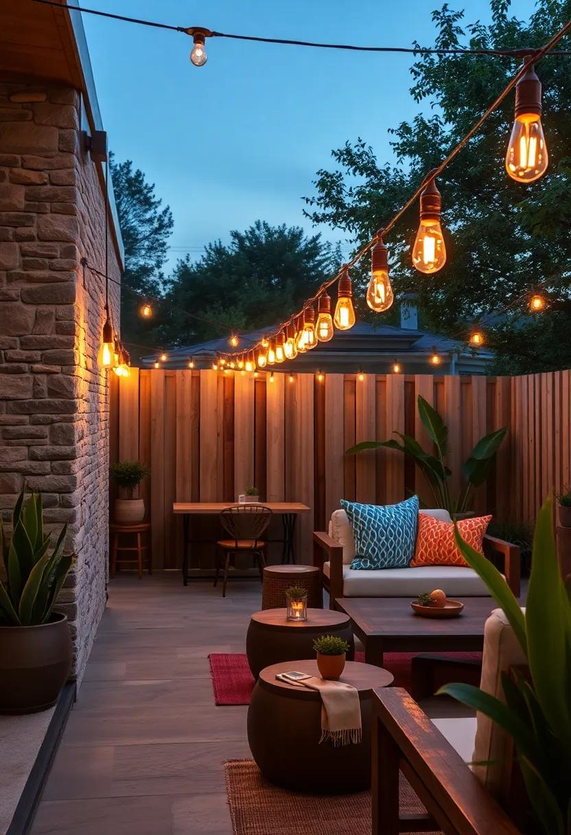 Vintage Edison Bulbs Hung At Intervals Along Fence Lines Offering Nostalgic Charm And Ambiance