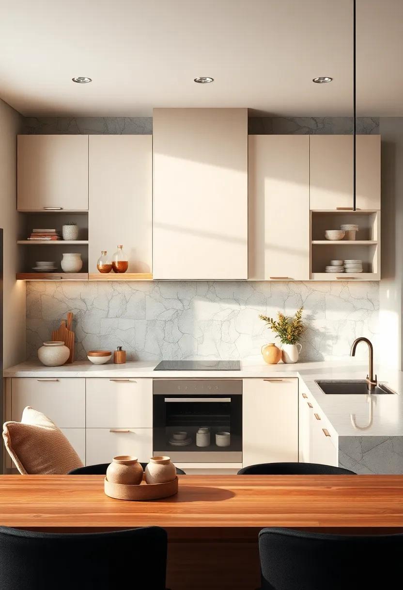 Natural Light Bathed Ivory Kitchen Shelving Contrasted With Pearl Decorative Elements For Warmth