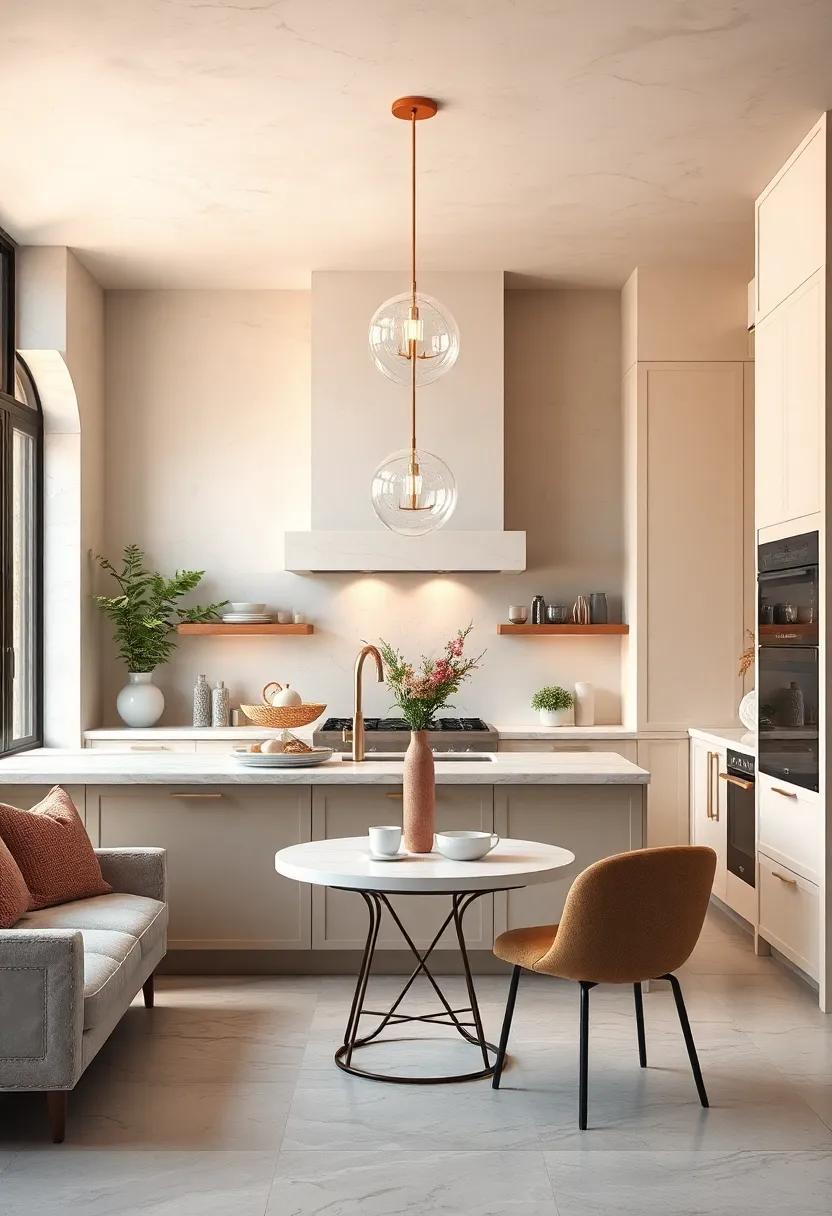A Serene Kitchen Retreat Featuring Creamy Ivory Walls Blended With Iridescent Pearl Fixtures