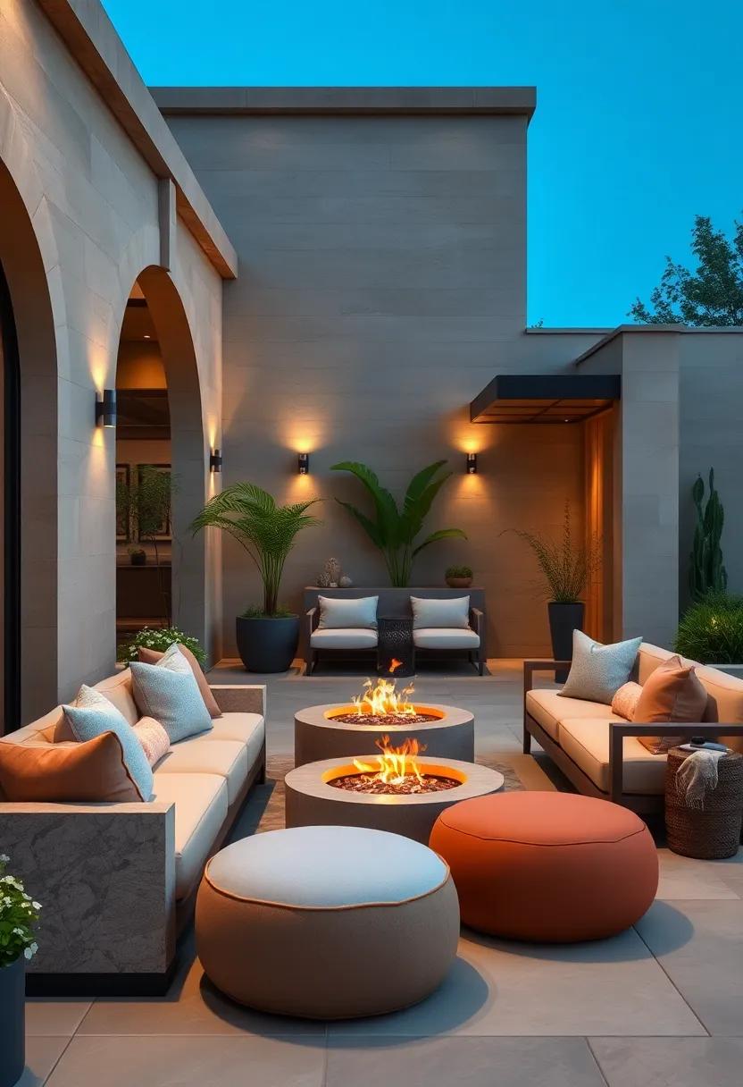 Elegant Outdoor Tea Sets Displayed on Hand-Painted Tile Tables with Curved Ironwork Legs