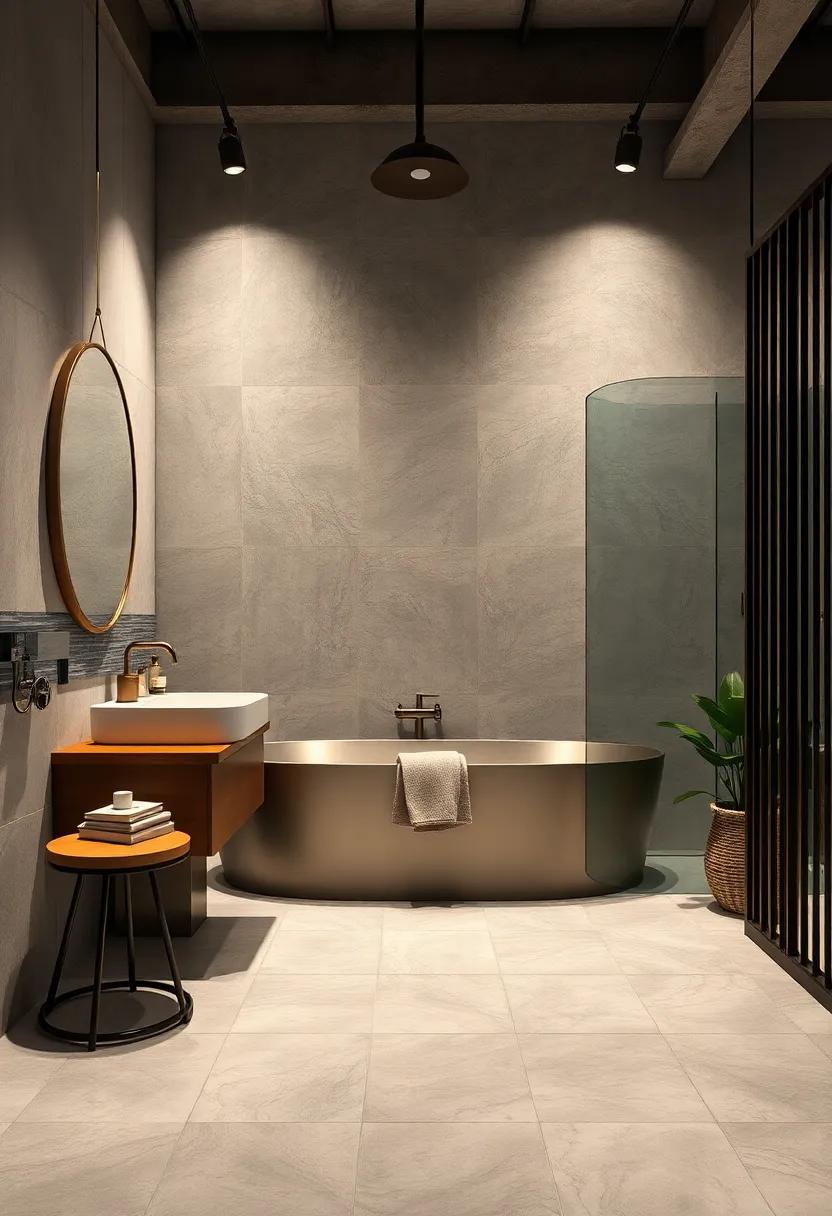 Exploring Industrial Elegance Through Brushed Steel Fixtures and Frosted Glass Elements