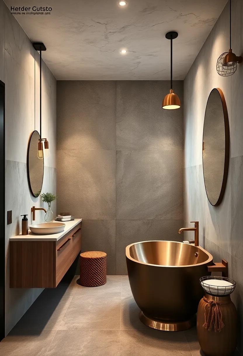 Industrial Bathrooms Featuring Bold Metallic Sculptural Fixtures as Centerpiece Art