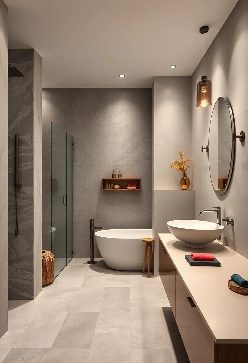 Monochrome Palettes Highlighting Chrome Fixtures and Industrial Materials in Bath Design