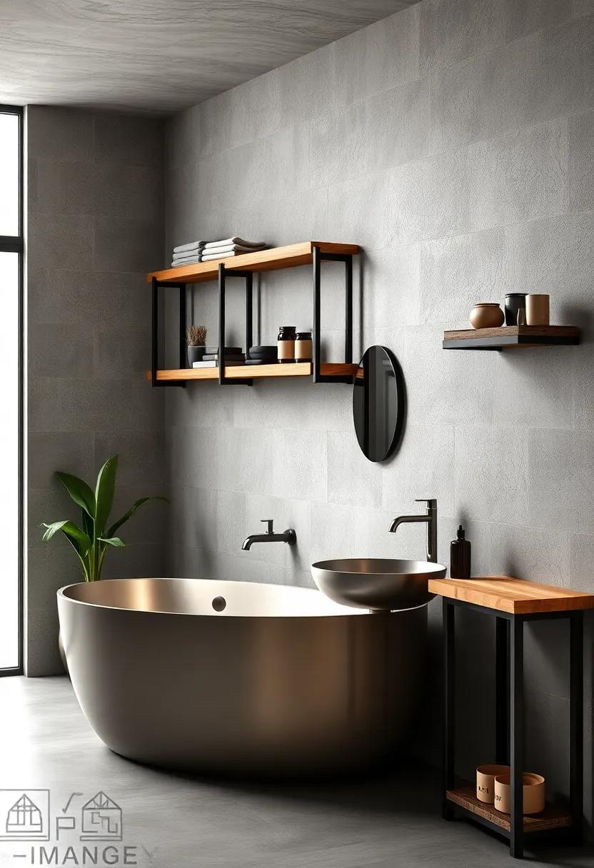 Open Shelving Made of Steel and Reclaimed Wood Showcasing Minimalist Industrial Style