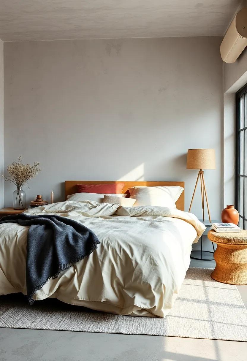 Cozy Textiles Combining Scandinavian Wool Throws with Lightweight Japanese Linen Bedding in Harmonious Layers