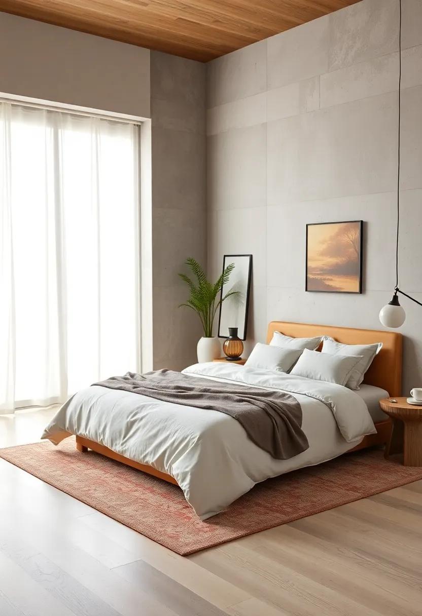 Organic Shapes in Bedroom Furnishings Combining Scandinavian Curves and Japanese Minimalist Forms