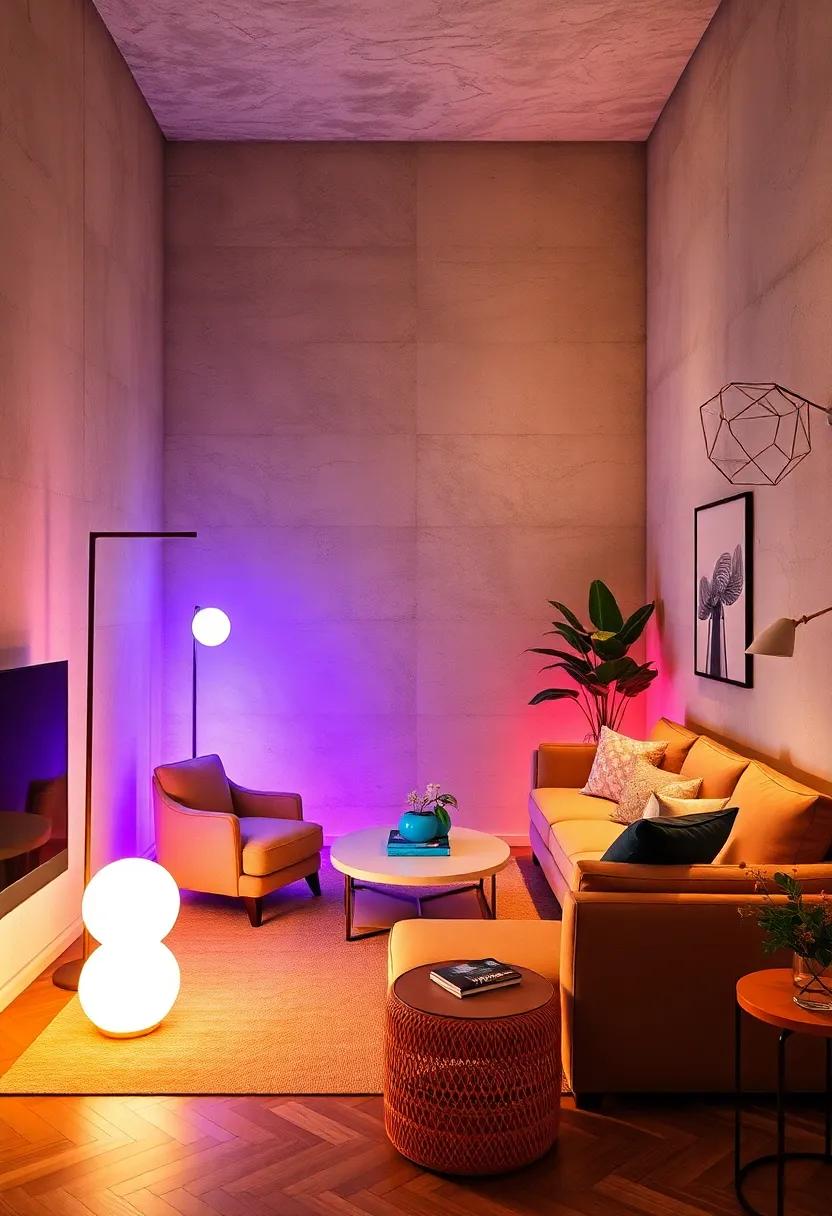 Color-Changing Floor Lamps Adding Visual Drama to Creative Home Office Setups
