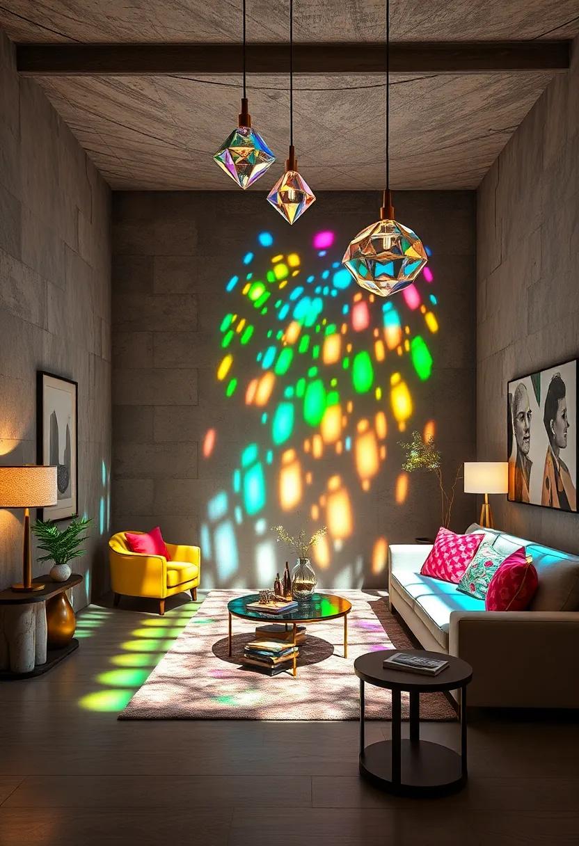 Multifaceted Prism Lamps Breaking Light Into Vivid Rainbow Patterns for Playful Interiors