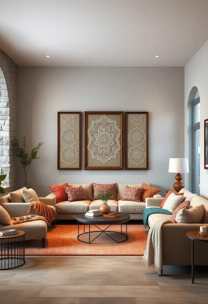 Framed Antique Lace and Crochet Works Bringing Intricate Detail to Vintage Country Room Decor