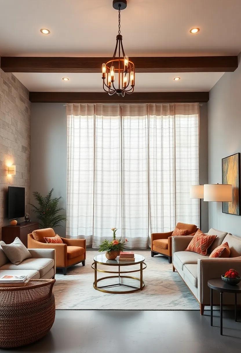 Illuminate Interiors Using Vintage Chandeliers and Sleek Modern Lighting Fixtures in Harmonious Contrast