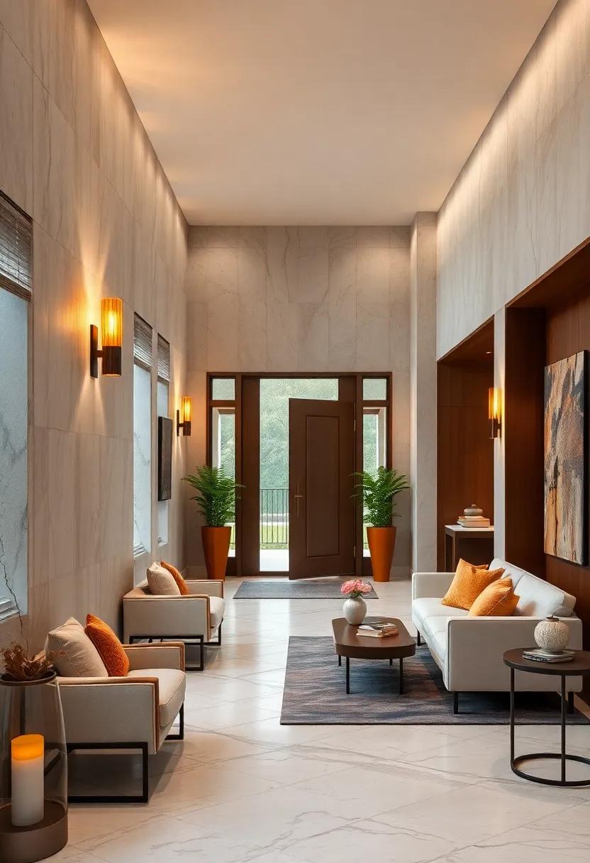 Artisan-Made Wall Sconces Casting Soft Amber Glows to Enhance the Ambiance of Your Entry