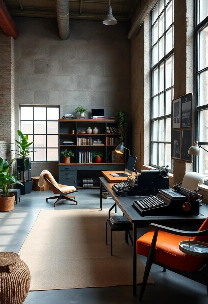 Showcase The Blend Of Antique Typewriters And Modern Technology For A Vintage-Modern Workspace Feel
