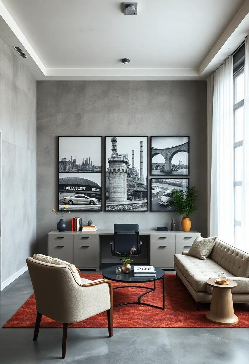 Highlight The Harmony Of Matte Black Fixtures Paired With Warm Wood Grain Textures Throughout The Office