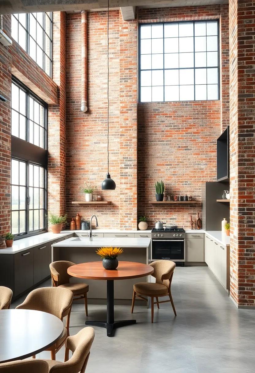 Tall Industrial Windows Framing Views that Complement the Exquisite Texture of Exposed Brick Walls