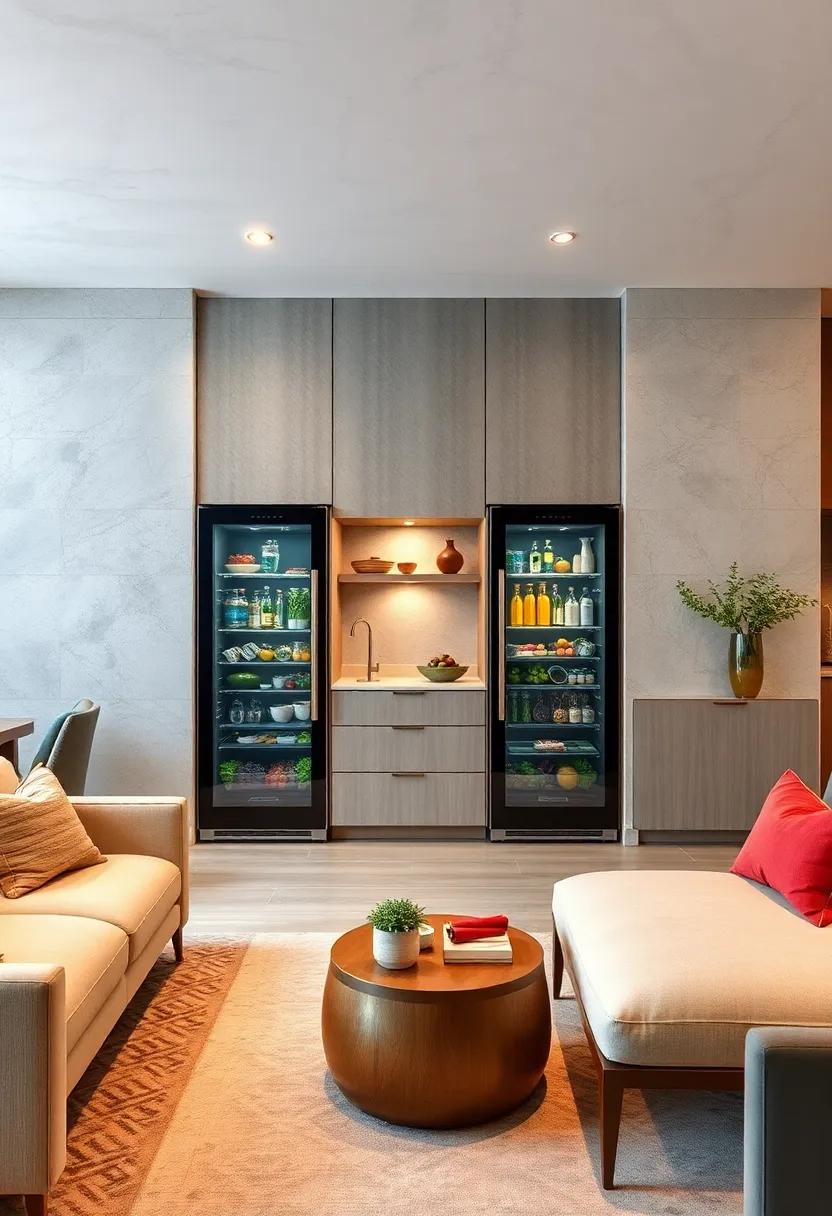 Glass-Front Refrigerators Showcasing Curated Culinary Collections as Functional Art