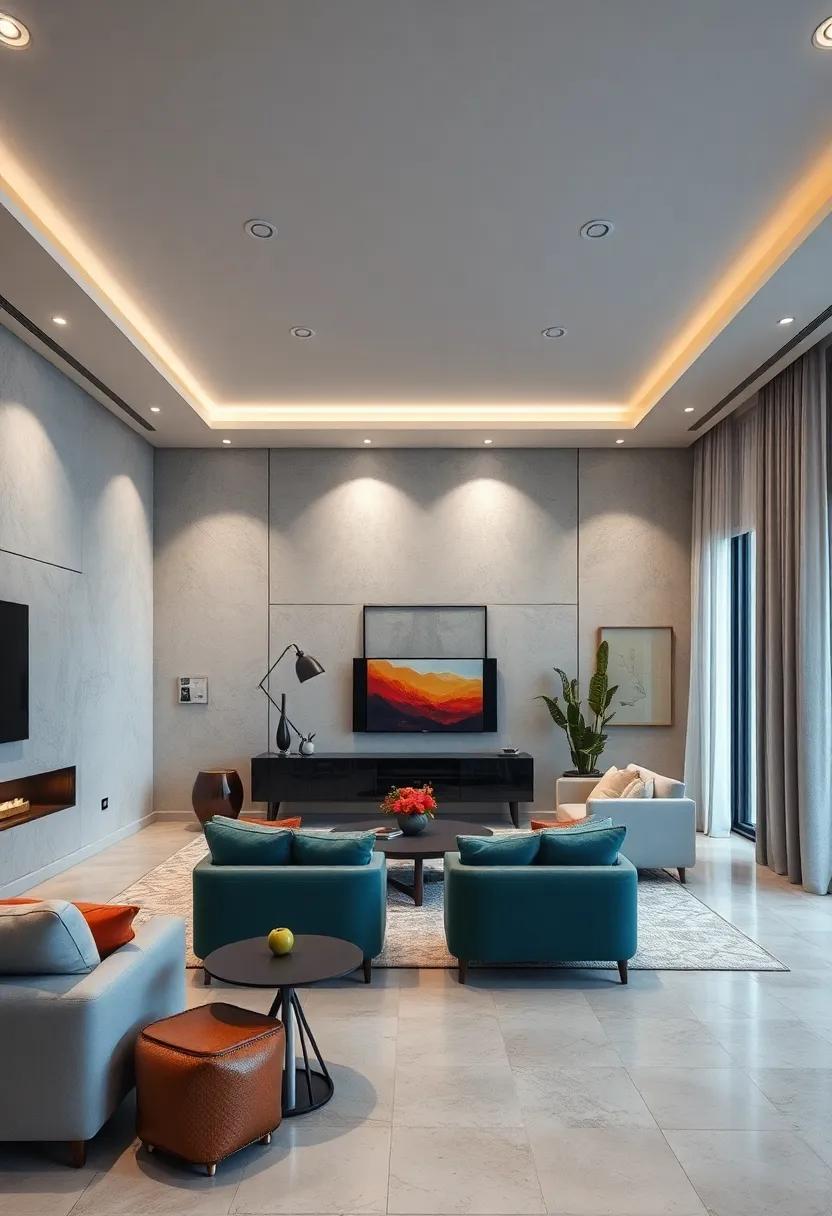 Impact of Symmetrical Recessed Light Placement on Visual Balance and Room Ambiance