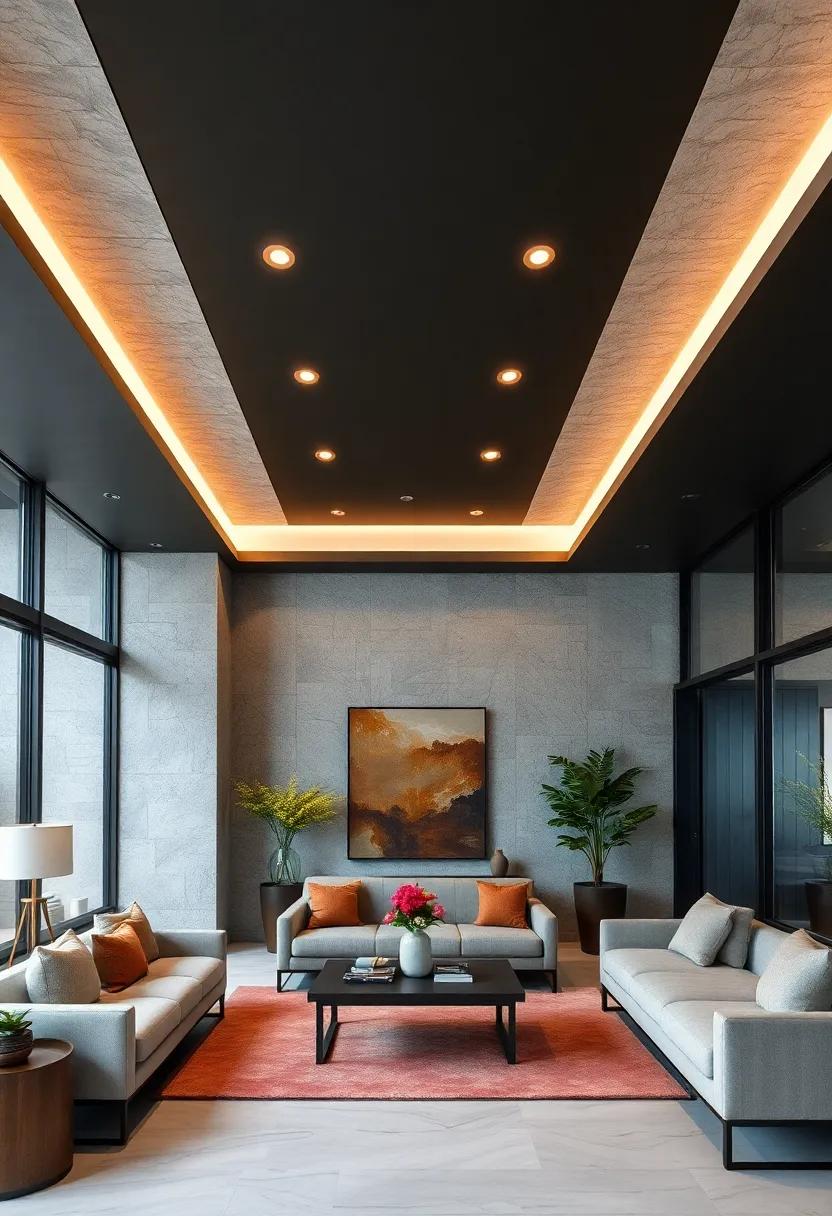 The Power of Contrast: Minimalist Recessed Lighting Against Dark Matte Ceilings