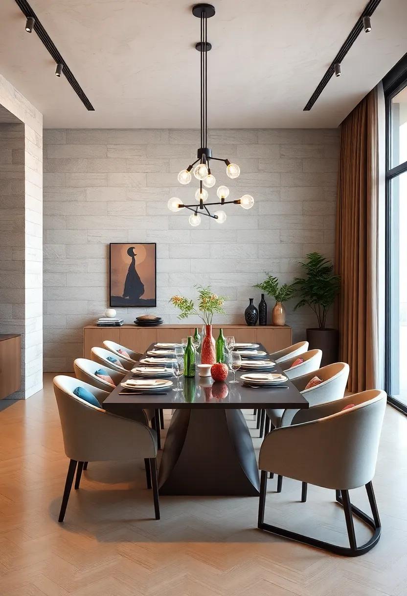 Elevate Your Dining Experience with Sleek Minimalist Furniture and Statement Lighting Fixtures