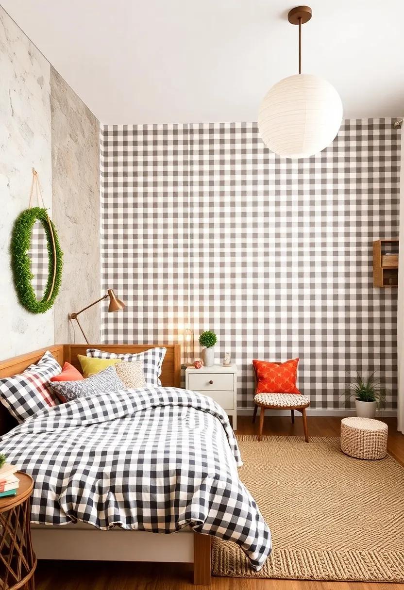 Hand-Painted Gingham Wall Murals Adding Delightful, Textured Appeal to Kids' Farmhouse Bedrooms