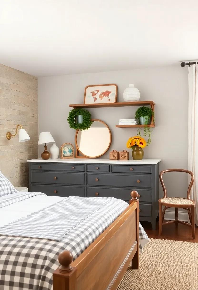 Charming Wooden Cribs with Soft Gingham Linens and Floral Accessories in a Modern Farmhouse Nursery