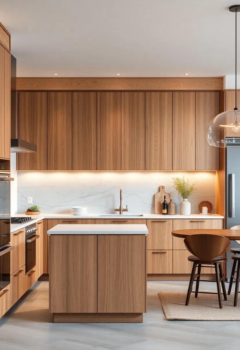 Ambient Under-Cabinet Lighting Enhancing the Rich Natural Beauty of Modern Oak Cabinetry