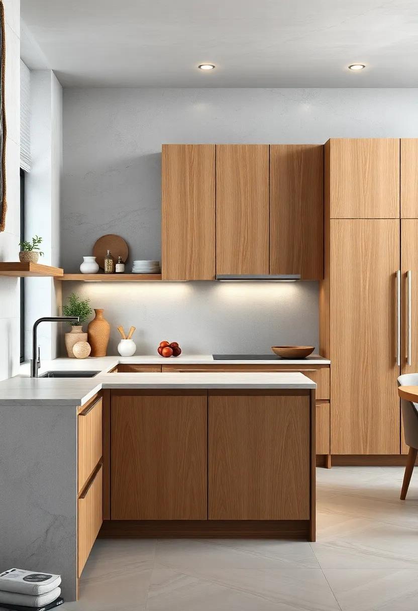 The Intricate Grain Patterns of Oak Cabinets as The Focal Point in a Minimalist Kitchen