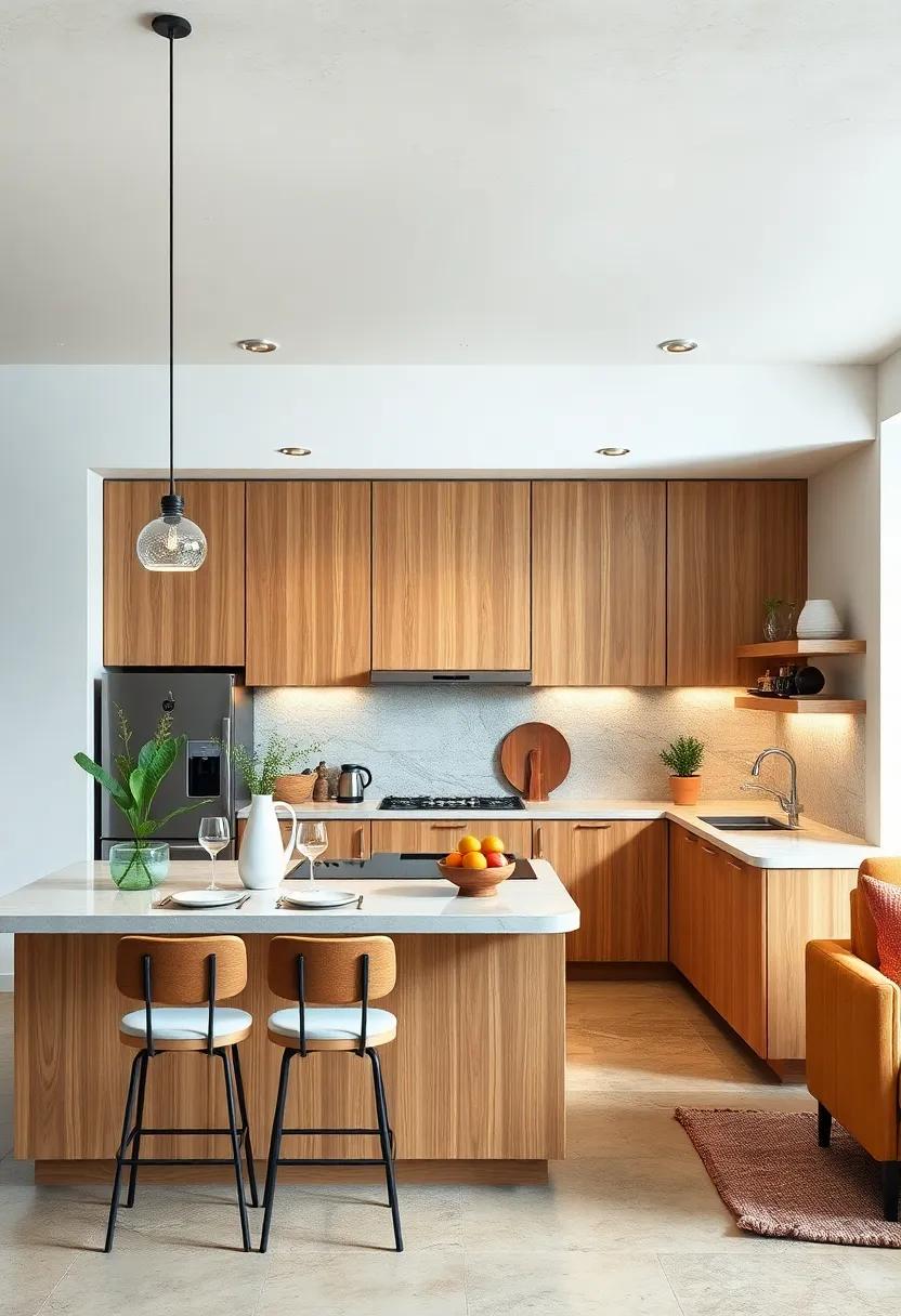 Inviting Breakfast Bar With Oak Cabinets and Soft Pastel Color Palette Creating Comfort and Style
