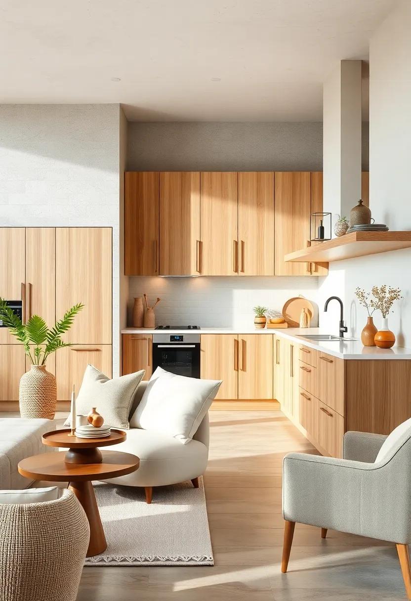 Soft Textiles and Warm Oak Cabinetry Combining to Create a Relaxing Culinary Retreat