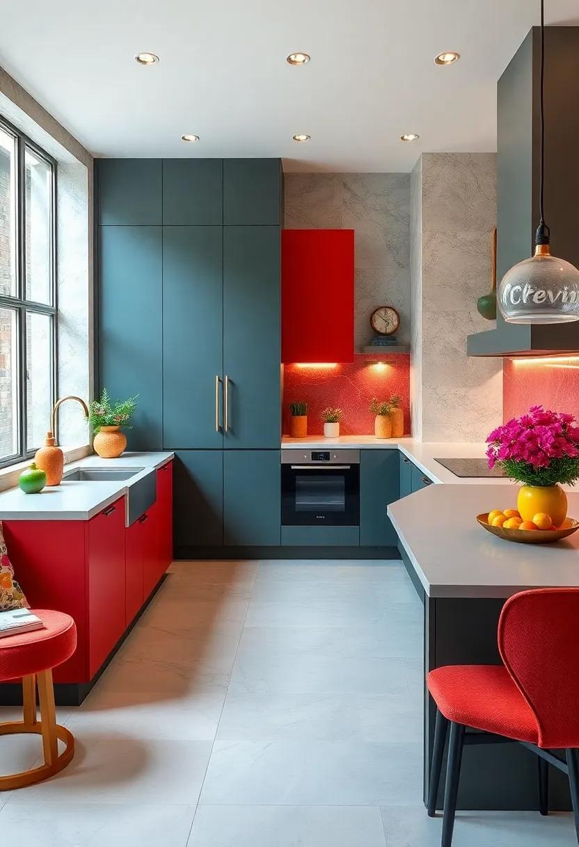 Bold Color Palettes Infused in Cabinetry and Backsplashes to Make a Statement Without Overwhelming