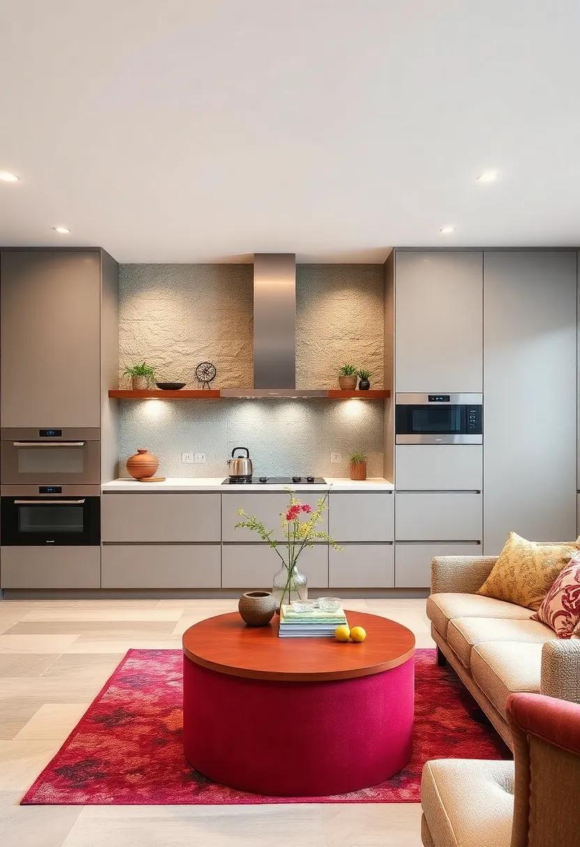 Textured Wall Finishes Behind Sleek Cabinetry Lending Depth and Subtle Drama to Neutral Palettes