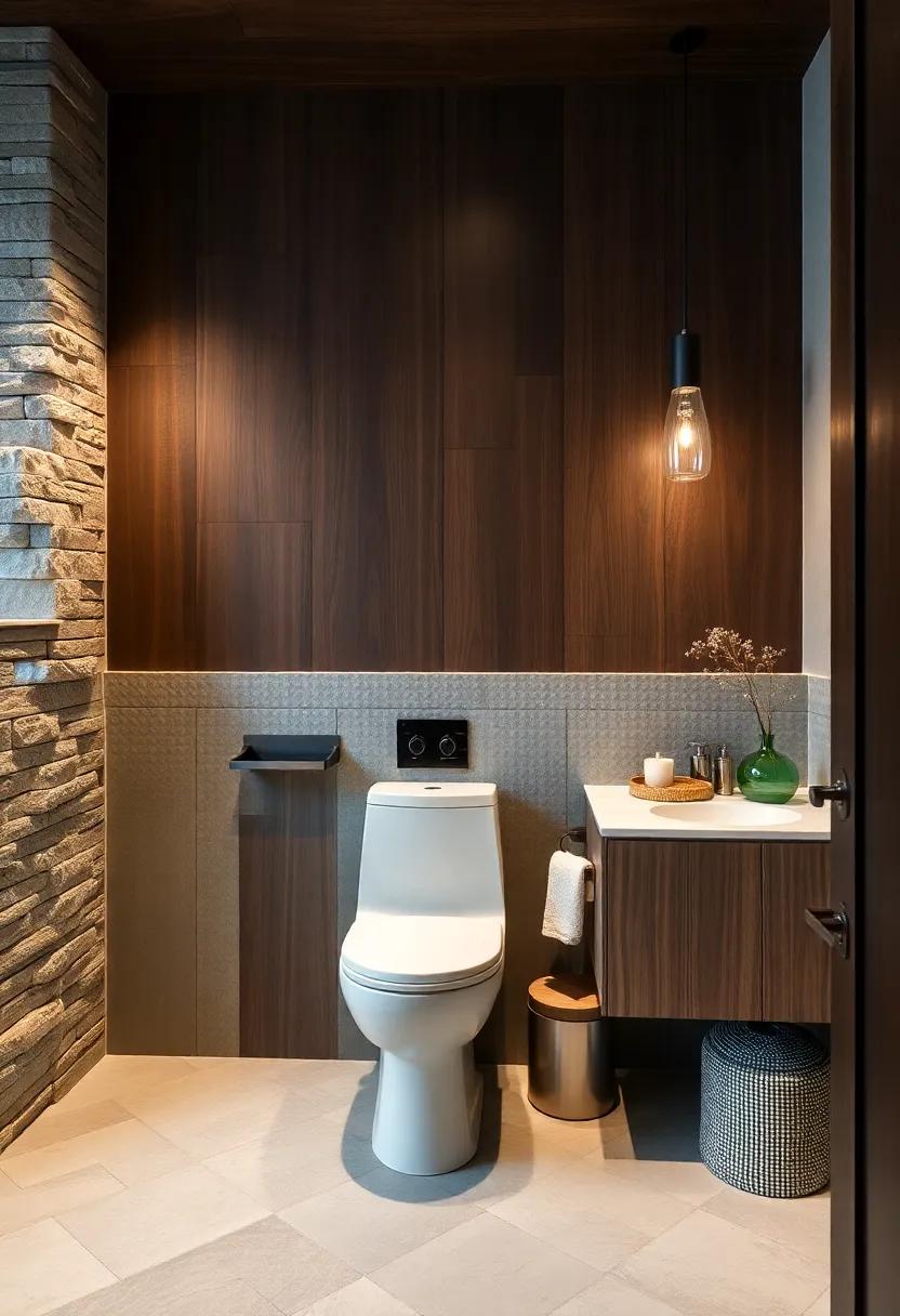 Mix Rustic Dark Wood With Sleek Glass Fixtures to Blend Traditional Charm with Contemporary Flair