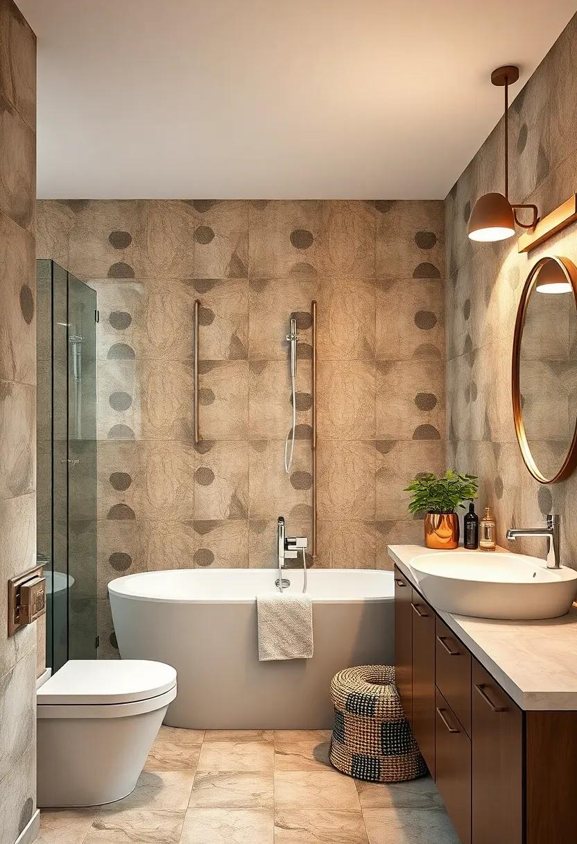 Bold Geometric Wallpaper Patterns Inspired by 1960s Retro Bathrooms to Create Eye-Catching Walls