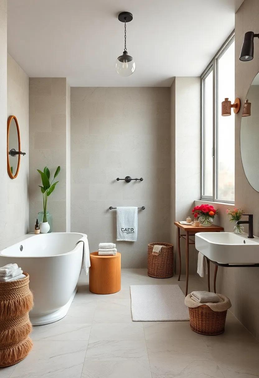 Soft Cotton Terry Towels with Embroidered Vintage Motifs Enhancing Luxury in Retro Spaces