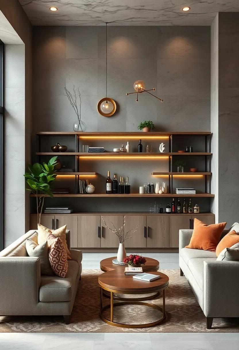 Bringing Subtle Luxury Through Metallic Accents and Polished Shelving Surfaces