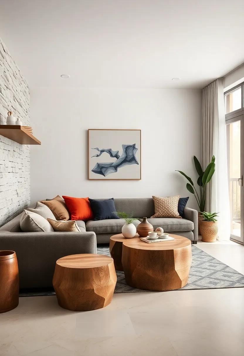 Artisan-Built Wooden Stools and Handmade Ceramics Adding Crafted Charm to Lounging Zones