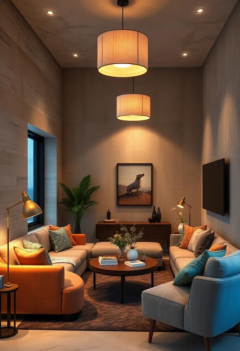 Statement Lighting Fixtures Casting Warm Glows and Dramatic Shadows in Cozy Areas