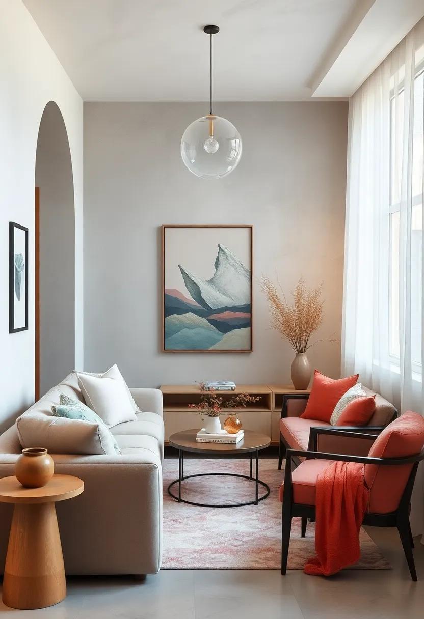 Soft Pastel Palette and Delicate Artwork Harmonizing Small Areas into Serene Retreats