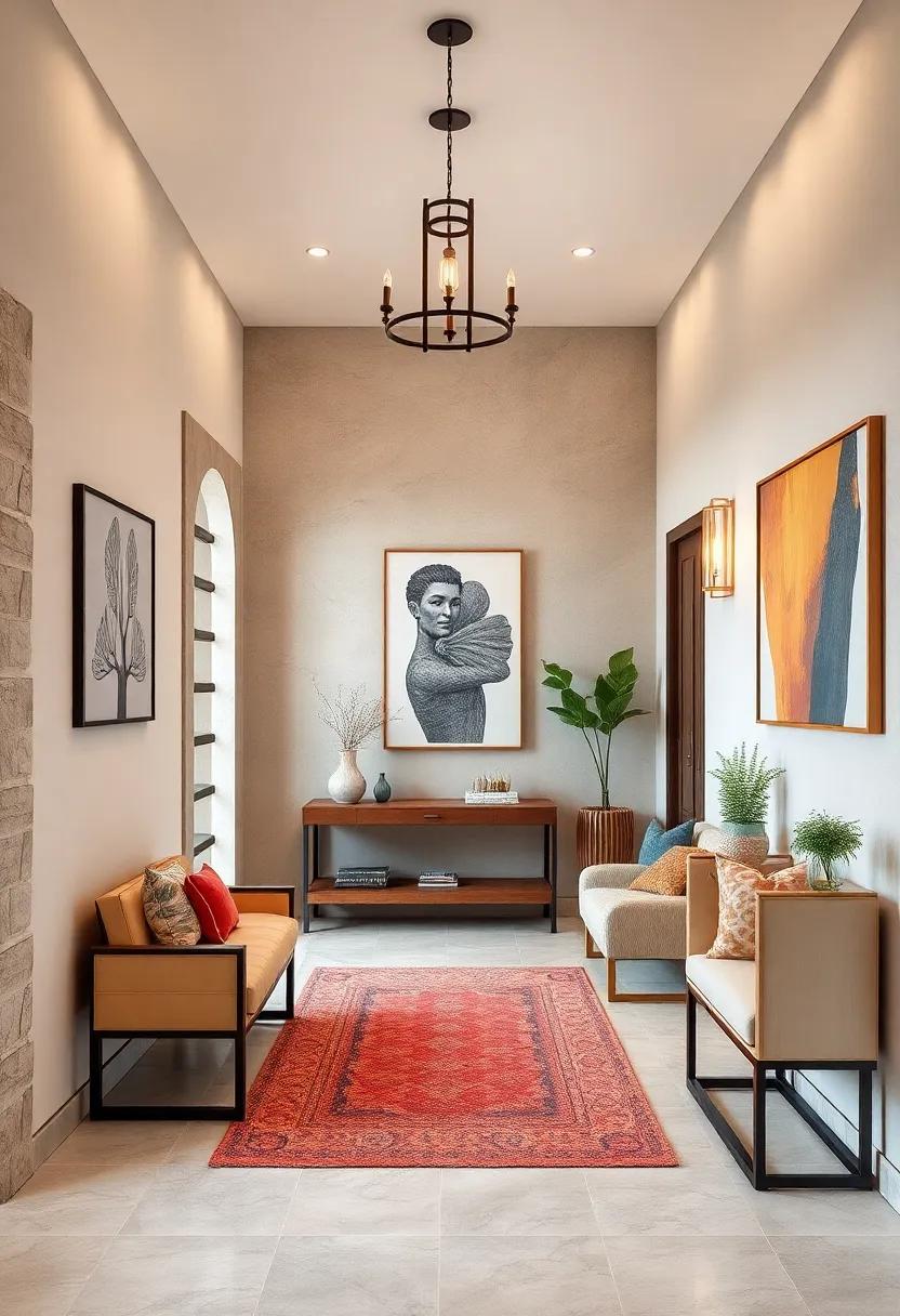 Display Local Art and Handmade Craftworks on Accent Walls to Showcase Personality in Your Hallway