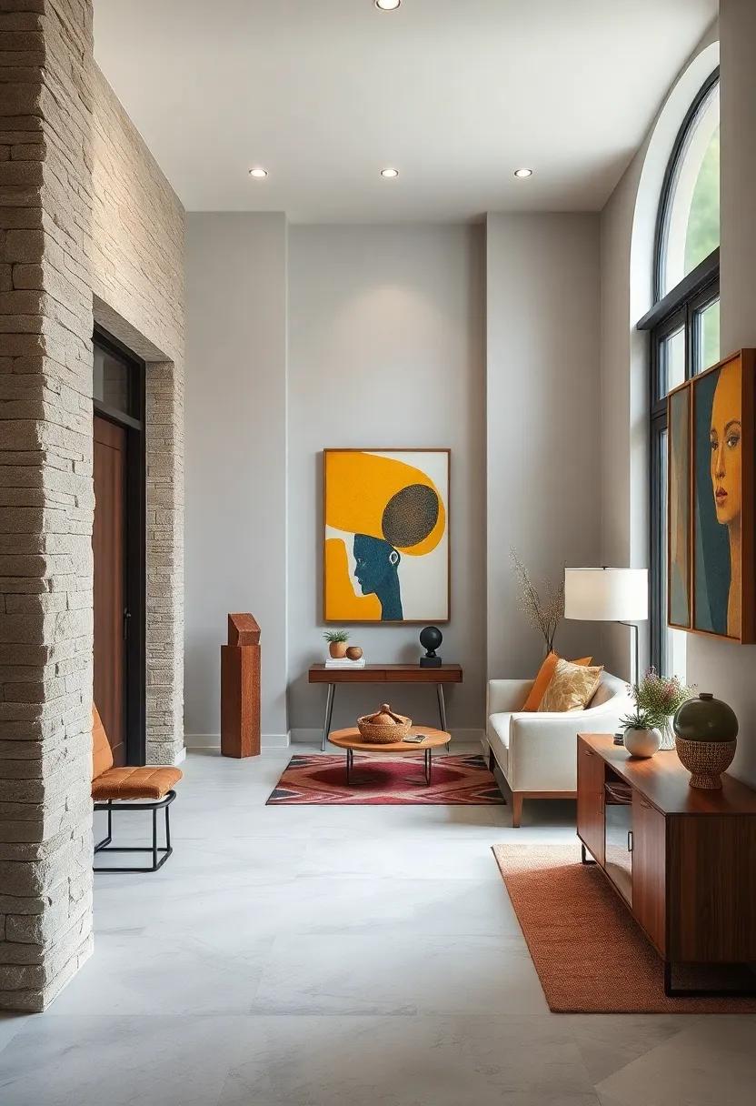 Transform Small Entryways into Functional Art Spaces with Sculptural Storage and Bold Wall Color Contrasts