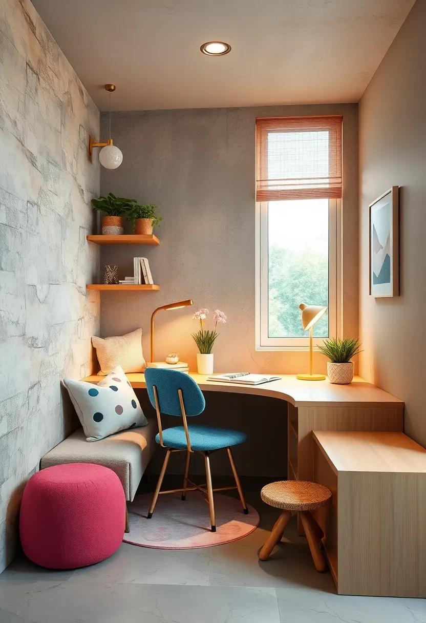 Chic Kids Study Corner Featuring Playful Patterns and Soft Pastel Tones for Calm Concentration