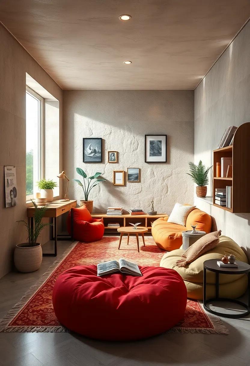 Inspirational Reading Corners Adorned With Bean Bags and Soft Rugs for Relaxing Study Moments